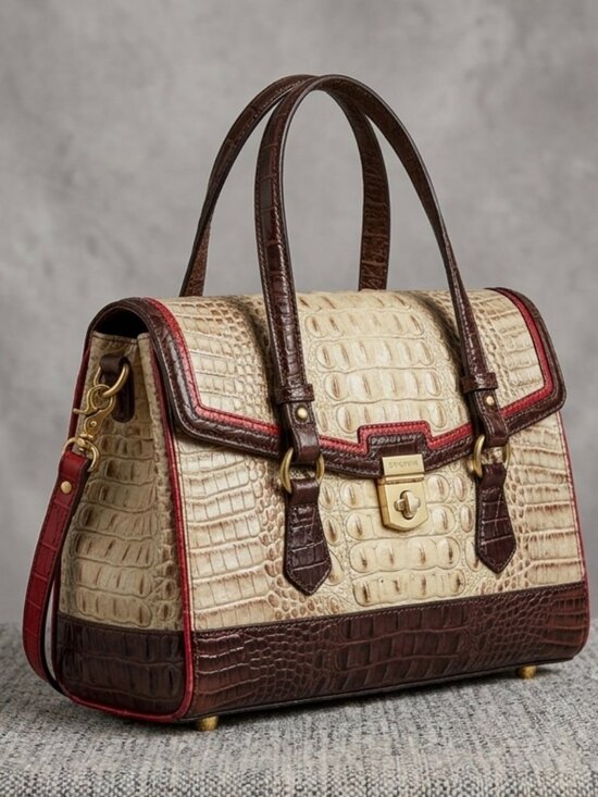 Brahmin Handbags - 🤍 Brahmin Tri-Color Croc Embossed Leather Shoulder Satchel/Crossbody